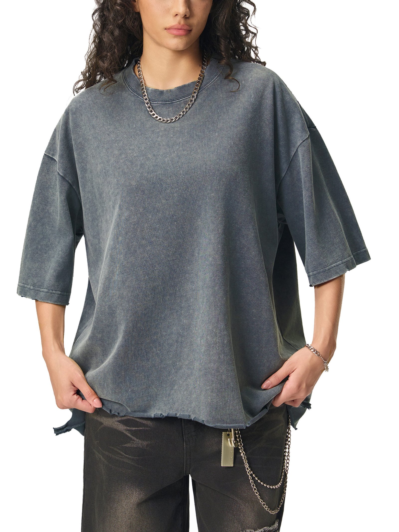 Dragon and Tiger Mythic Clash Snow Wash Raw-Hem Boxy T-Shirt - Image 14