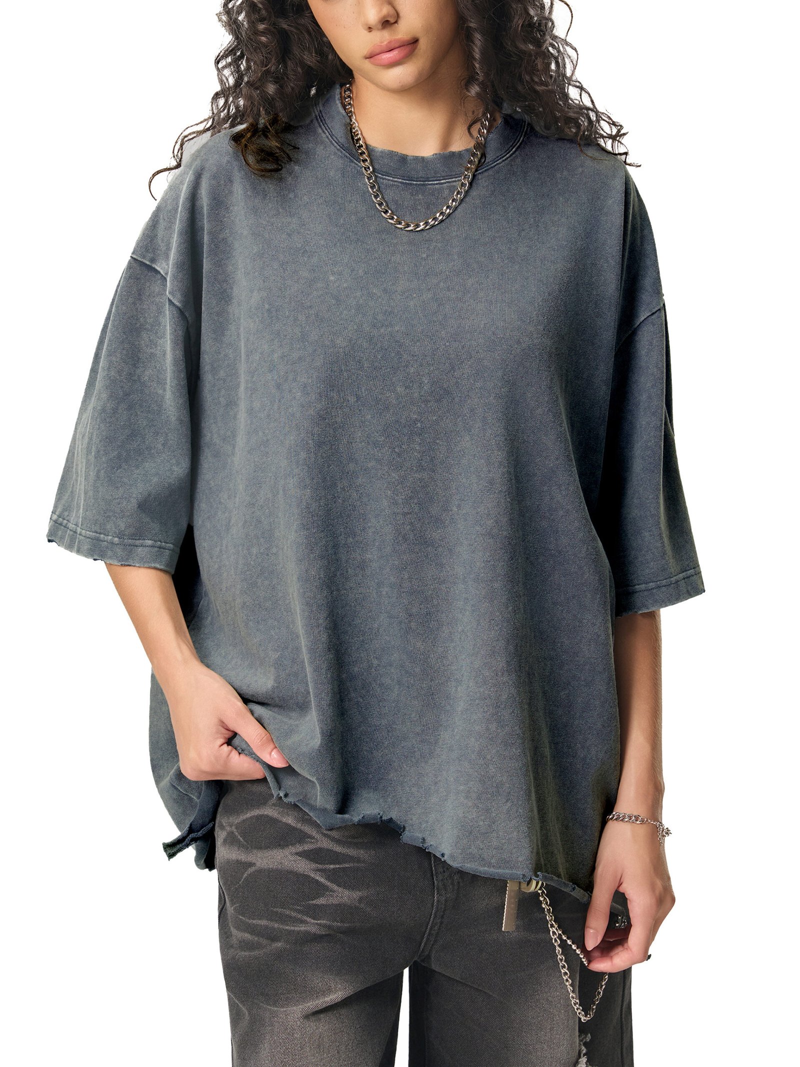 Dragon and Tiger Mythic Clash Snow Wash Raw-Hem Boxy T-Shirt - Image 15